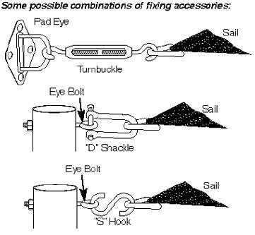 different ways to attach sun shade sail